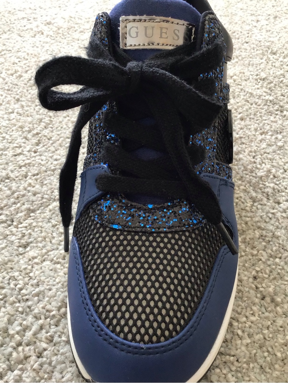 GUESS Glittery Navy/Black/White Women’s Sneaker with Mesh, size EUR 39